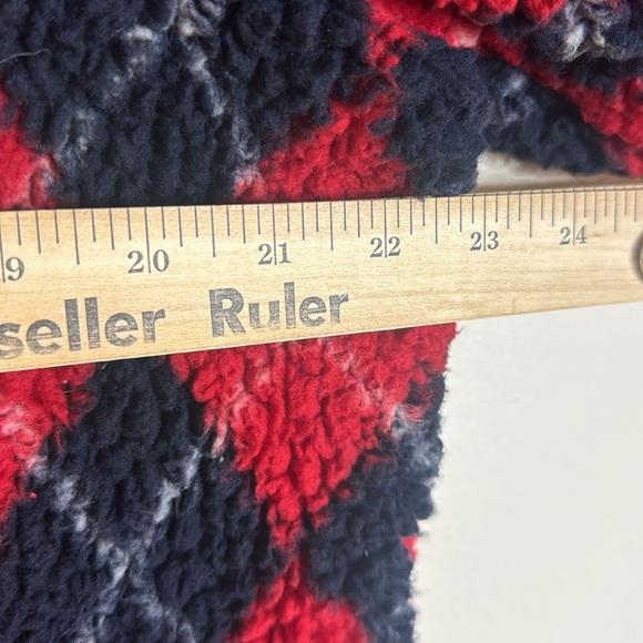 Tommy Hilfiger Fluffy Blue and Red Argyle Button Front Jacket Size large - Picture 8 of 10